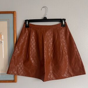 Source Unknown Quilted Faux Leather Tan Mini Skirt